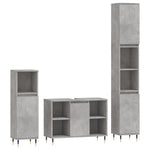 ZNTS 3 Piece Bathroom Furniture Set Concrete Grey Engineered Wood 3190295