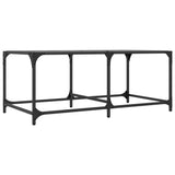 ZNTS Coffee Table with Black Glass Top 98.5x50x40 cm Steel 845979