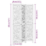 Room Divider 3 Panels Black Solid Wood Paulownia 358751