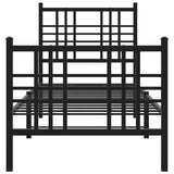 Metal Bed Frame without Mattress with Footboard Black 75x190cm 376332