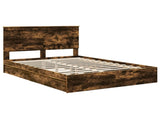 Storage Bed with Drawer Smoked Oak 140 x 190 cm Engineered Wood 3411212