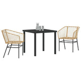 Garden Dining Set 3 pcs Brown Poly Rattan 3380897