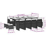 13 Piece Garden Dining Set with Cushions Brown Poly Rattan 3210621