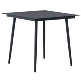 Dining Set Black PVC Rattan, Powder-Coated Steel, Glass 3060113
