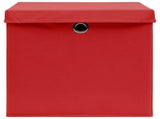 Storage Boxes with Covers 10 pcs 28x28x28 cm Red 325222