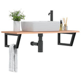 Basin Shelf Wall Mounted Steel and Solid Wood Oak 3302615