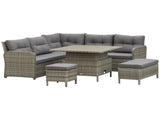 6 Pieces Outdoor PE Rattan Garden Furniture, Patio Wicker Sectional Conversation Corner Sofa w/ Soft T3398P317813