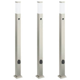 Bollard Lights with Sensor&Outlet 3 pcs 110 cm Stainless Steel IP44 4006070