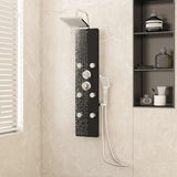 Shower Panel Unit Glass 25x47.5x130 cm Black 151420