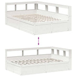 Bookcase Bed without Mattress White 135x190cm Solid Wood Pine 3324476