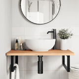 Basin Shelf Wall Mounted Steel and Solid Wood Beech 3302449