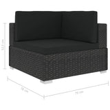 ZNTS 6 Piece Garden Lounge Set with Cushions Poly Rattan Black 46743