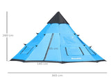 6 Men Tipi Tent with Carry Bag - Blue T3398P348695