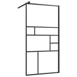 ZNTS Walk-in Shower Wall with Shelf Black 115x195 cm ESG Glass&Aluminium 3185481