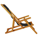 ZNTS Folding Beach Chair with Armrests Black Acacia Wood & Textilene 4108066