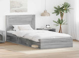 Bed Frame with Drawer Grey Sonoma 75 x 190 cm Solid Pine Wood 3410149