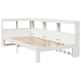 Bookcase Bed without Mattress White 90x200 cm Solid Wood Pine 3324392