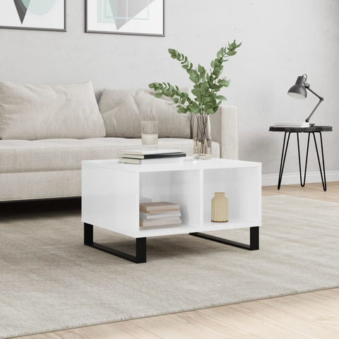 ZNTS Coffee Table High Gloss White 60x50x36.5 cm Engineered Wood 830550