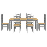 ZNTS 7 Piece Dining Set Panama Grey Solid Wood Pine 3345213