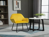 Modern Arm Chair Upholstered Accent Chair with Metal Base for Living Room Yellow T3398P328183