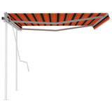 Manual Retractable Awning with Posts 4.5x3 m Orange and Brown 3069960
