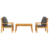 3 Piece Garden Lounge Set with Cushions Solid Wood Acacia 3211808