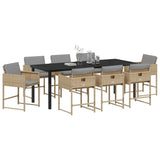Garden Dining Set 9 pcs Beige Poly Rattan 3380740