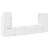 TV Cabinet Set 4 pcs High Gloss White Engineered Wood 3409118
