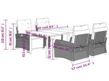 5 Piece Garden Dining Set with Cushions Grey Poly Rattan 3213054