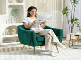 Velvet-Feel Shell Back Accent Chair - Green T3398P328128