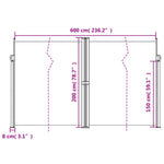 Retractable Side Awning Terracotta 200x600 cm 4004663