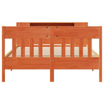 ZNTS Bookcase Bed without Mattress Wax Brown 140x190cm Solid Wood Pine 3323190