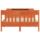 ZNTS Bookcase Bed without Mattress Wax Brown 140x190cm Solid Wood Pine 3323190