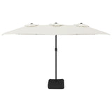 Double-Head Garden Parasol with LEDs Sand White 449x265 cm 362953