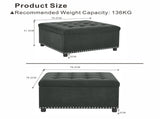 Square Storage Ottoman, Small Space Furniture, Home Decor.Dark Grey W5770P503280