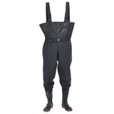 Chest Waders with Boots and Belt Black Size 45 4017006