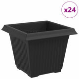 Square Flower Pot 24 pcs Black 20 x 20 x 16 cm Plastic 42020349