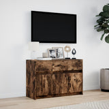 TV Cabinet with LED Smoked Oak 91x34x61 cm Engineered Wood 852184