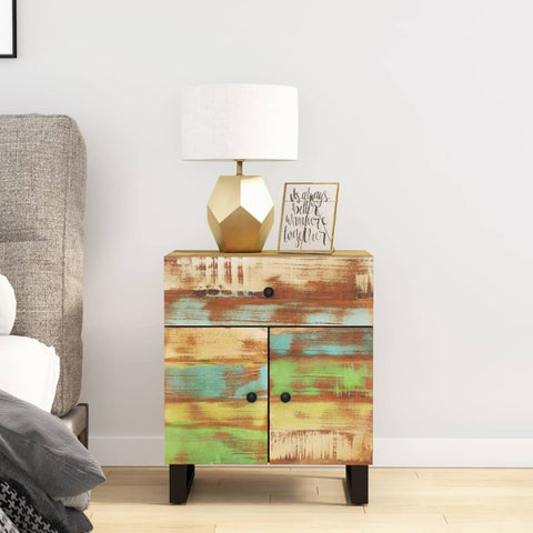 ZNTS Bedside Cabinet 50x33x60cm Solid Wood Reclaimed&Engineered Wood 350670