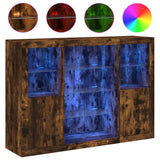 Sideboard Set of 3 Smoked Oak Engineered Wood, Glass Medium 3209132