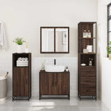 ZNTS 3 Piece Bathroom Furniture Set Brown Oak Engineered Wood 3301129