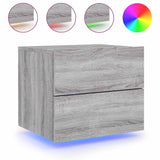 Wall-mounted Bedside Cabinet with LED Lights Grey Sonoma 836822