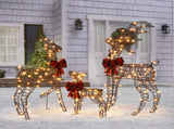 3-Piece Lighted Christmas Reindeer Family Outdoor Decorations, Weather Proof Rattan Deer Family 70445893