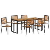 Garden Dining Set 7 pcs Black and Brown Poly Rattan 3365481