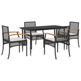 Garden Dining Set Black and Cream White 3213598