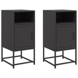 ZNTS Bedside Cabinets 2 pcs Black 36x39x78 cm Steel 846567