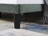 Double Bed Velvet Dark Green 4FT6 Upholstered Bed with Winged Headboard, Wood Slat Support WF284398AAA