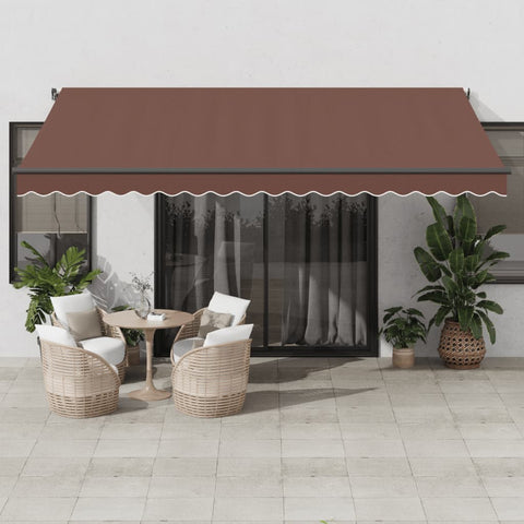 ZNTS Manual Retractable Awning with LEDs Brown 450x350 cm 3215408