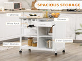 Compact Kitchen Trolley Utility Cart on Wheels with Wine Rack, Drawer, Open Shelf and Storage T3398P329550