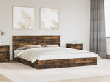 Storage Bed with Drawer Smoked Oak 160 x 200 cm Engineered Wood 3411191